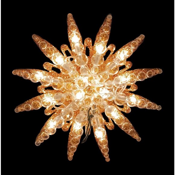 NEW Vtg Merry Brite Gold Glitter & Clear Bubbles 15 Light Christmas Tree Topper - Picture 3 of 4
